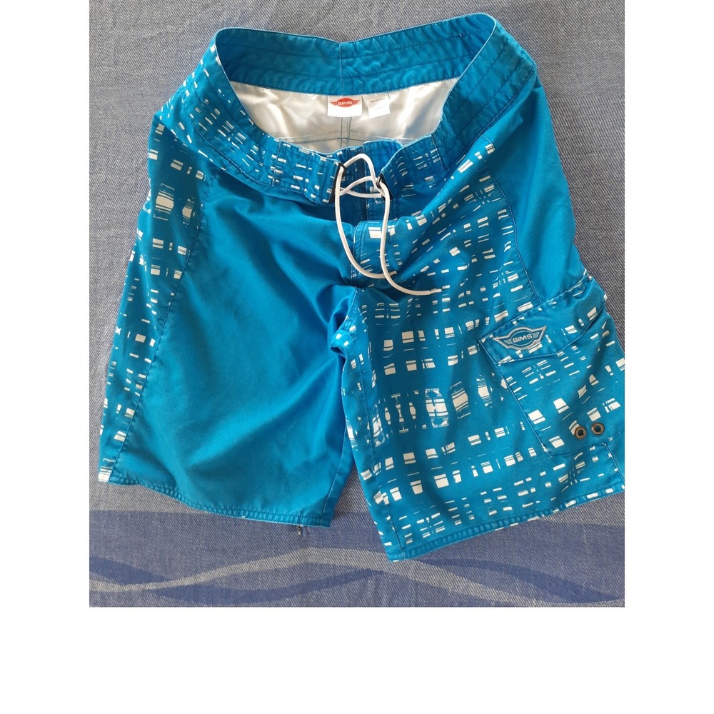 Sims Blue Geometric Print Board Shorts Mens 34 Surf Swim Trunks Cargo Pocket